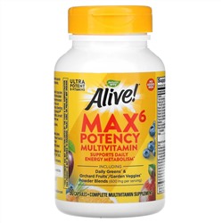 Nature's Way, Alive! Max6 Potency, мультивитамины повышенной эффективности, без добавления железа, 90 капсул