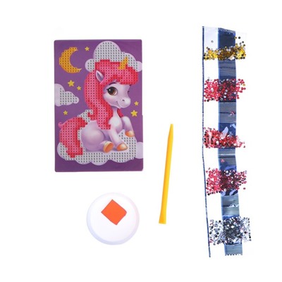 Алмазная мозаика с частичным заполнением для детей «Волшебный единорог», 10×15 см