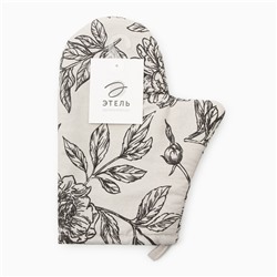 Варежка-прихватка «Этель» Black flowers, 20×27 см,100% хлопок, саржа 190 г/м²