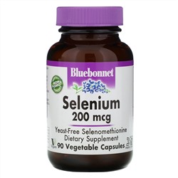 Bluebonnet Nutrition, Селен, бездрожжевой селенометионин, 200 мкг, 90 растительных капсул
