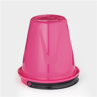 Ведро с крышкой «Лайт», 5 л, d=23.4 см, h=24 см, пластик, розовое