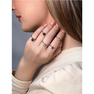 Кольцо из серебра родированное - Сердце 925 пробы 10-1145