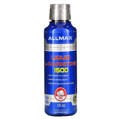 ALLMAX Nutrition, жидкий L-карнитин 1500, фруктовый пунш, 473 мл (16 уний)