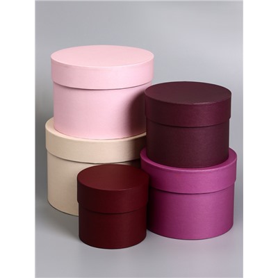 Набор круглых подарочных коробок 5 в 1« Лаванда», 20×19×14 - 15×15×10 см