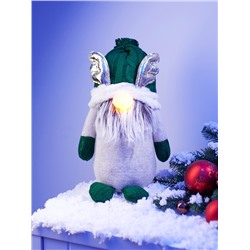 Фигура текстиль «Гном лосяш в зелёном» 33×12×18 см, 1 LED, от батареек AG10×3, свечение тёплое белое