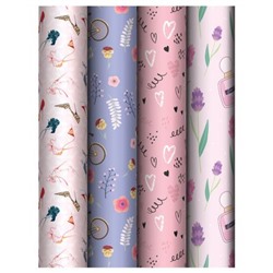 Бумага упаковочная  70х100 см "Woman time" 80 г/м2 ассорти, 4 дизайна MS_62817 (372628) MESHU
