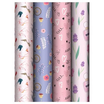 Бумага упаковочная  70х100 см "Woman time" 80 г/м2 ассорти, 4 дизайна MS_62817 (372628) MESHU