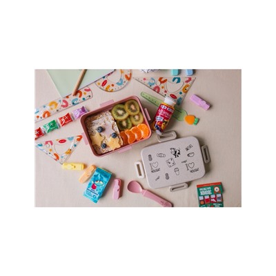 Ланч-бокс для еды с ложкой Доляна «Люблю вкусняшки», 1 л, в школу, 18×14×6.5 см, пшеничная солома, МИКС