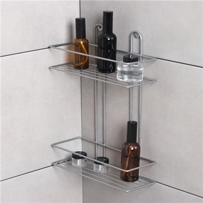 Полка прямоугольная 2-х ярусная, 26.5×10.5×35 см, цвет хром