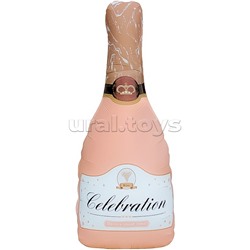 Шар (39''/99 см) Фигура, Бутылка Шампанское, Розовый, Сатин, 1 шт. в уп.