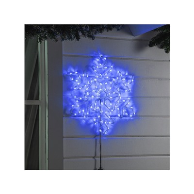 Светодиодная фигура «Снежинка», 54 см, дюралайт, 120 LED, 220 В, мерцание, свечение синий/белый