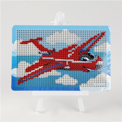 Алмазная мозаика с частичным заполнением на подставке для детей «Самолет», 10×15 см, набор для творчества