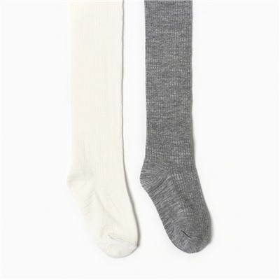 Набор детских колготок KAFTAN BASIC Melange, рост 92-98 см, молочный/серый
