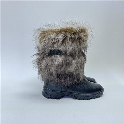 Унты мужские короткие мех “Песец” кожаные на литой подошве