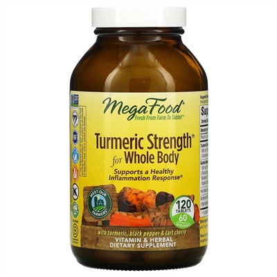 MegaFood, Turmeric Strength, средство для общей поддержки здоровья, 120 таблеток