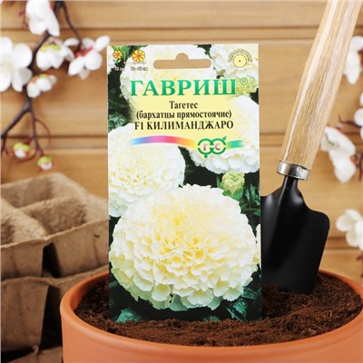 Семена цветов Бархатцы прямые (Тагетес) "Килиманджаро", ц/п,  F1, 0,05 г