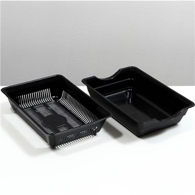 Туалет для кошек, 36×25×9 с, глубокий, с сеткой, пластик, чёрный