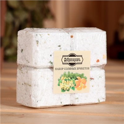 Соляной брикет набор 4 шт. "Апельсин, липа, сосна, ель« по 200 г »Добропаровъ"