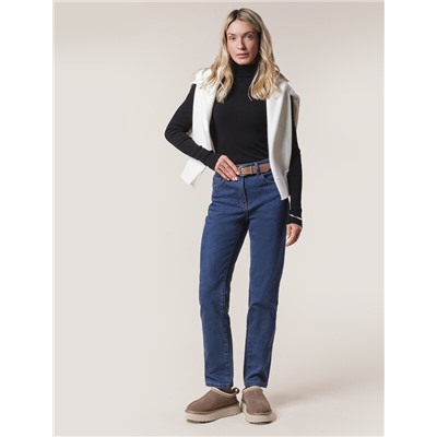 Прямые удлиненные джинсы на флисе