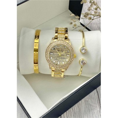 Подарочный набор для женщин часы, 2 браслета + коробка #22853321