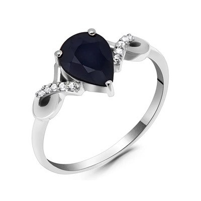 Кольцо, 1 сапфир корунд груша 6х8мм/1.36 ct, Вьюнок