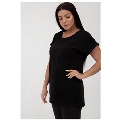 Футболка без рисунка с отворотами на рукавах, хлопок 100%, Арт. 561 (Черный)