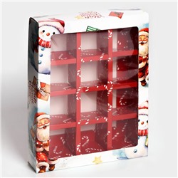Коробка под 12 конфет новогодняя «Дед Мороз», 19×15×3.5 см