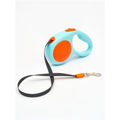 Рулетка - поводок для собак, лента 3 метра, оранж/голубая