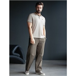 Футболка поло с воротником на пуговтцах из полотна пике с меланжевым плетением с эластаном