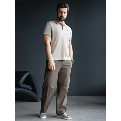 Футболка поло с воротником на пуговтцах из полотна пике с меланжевым плетением с эластаном