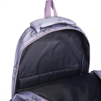 Рюкзак школьный на молнии, с карманами, с рисунком, размер 30×14×42.5 см, сиреневый