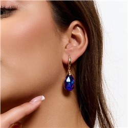 Серьги с камнем под Swarovski ювелирная бижутерия коллекция "Дубай", покрытие позолота, цвет: фиолетовый с синим, арт.414.381