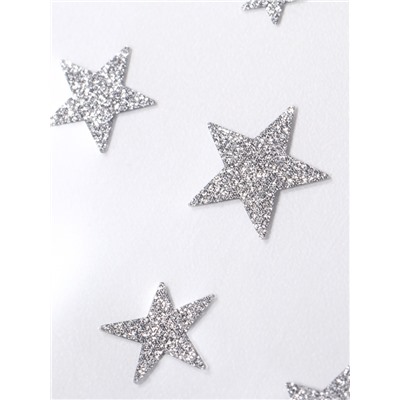 Наклейки для ногтей «Звёзды», с блёстками, серебристые