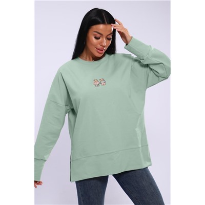 Худи женское с разрезами по бокам 003 (Зеленый)