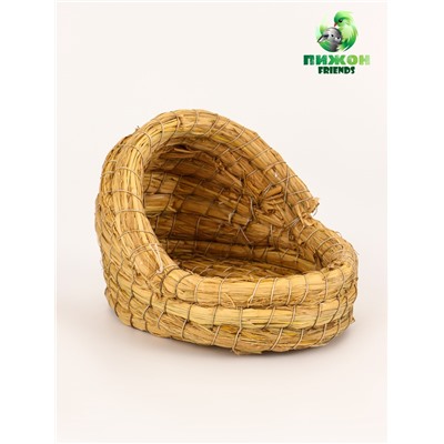 Гнездо для птиц плетёное, 15×10×10 см, полузакрытое, солома
