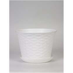 Кашпо для цветов «Ротанг», 8 л, d=27.5 см, h=20.5 см, пластиковое, с поддоном, белое
