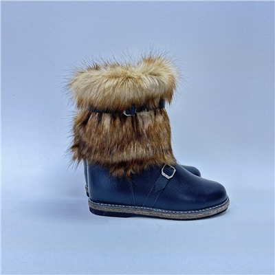 Унты мужские короткие мех “Койот” кожаные на войлочной подошве