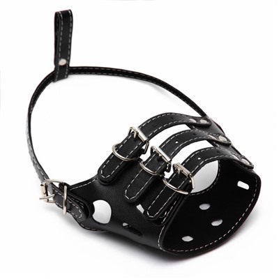 Намордник из прессованной кожи регулируемый, 3 (длина по носу 6.8 см, обхват морды 21-28 см), чёрный
