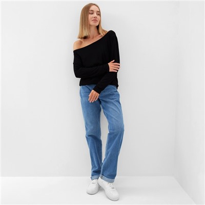 Лонгслив на одно плечо женский MINAKU: Basic line цвет черный, размер 48