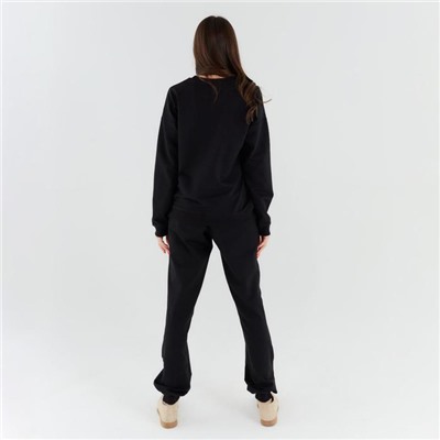 Костюм женский (свитшот, брюки) MINAKU: Casual Collection, размер 42, чёрный