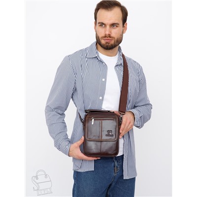 Сумка мужская кожаная 632M brown Fuzhiniao в Новосибирске