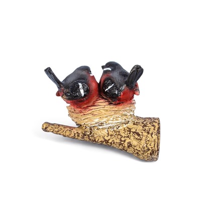 Подвесной декор из полистоуна «Гнездо со снегирями» 15×12×10 см