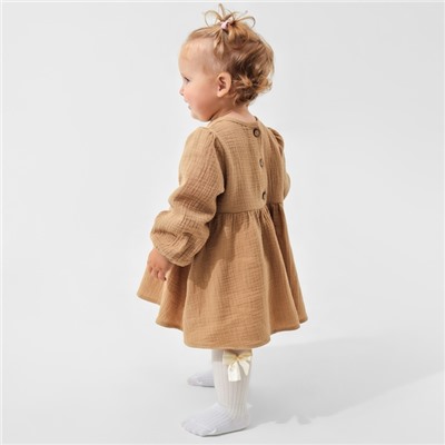 Платье для девочки с воротничком «Крошка Я. Муслин», рост 92-98 см, бежевое