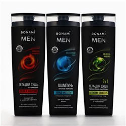 Гель для душа 3в1 For men, активная свежесть, 400 мл, BONAMI