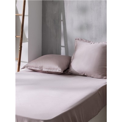 Простыня на резинке 2-спальная SL Home Tencel, 180×200+30 см, пудровая, тенсель