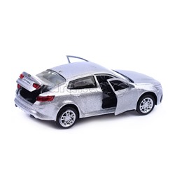 Машина металл KIA Optima длина 12 см, двери, багаж, инерц, серебристый, в коробке