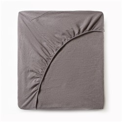 Простыня на резинке 1.5-спальная «Этель» Denim, 160×200+25 см, серая, жатый хлопок