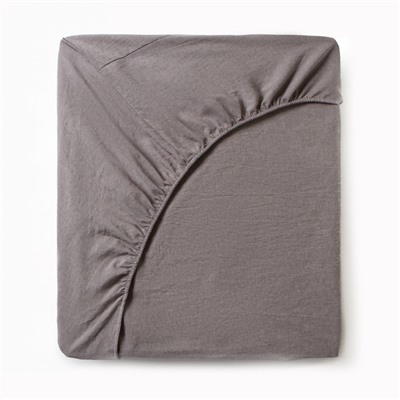Простыня на резинке 1.5-спальная «Этель» Denim, 160×200+25 см, серая, жатый хлопок