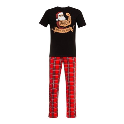 Пижама новогодняя мужская KAFTAN New year, размер 50, красная, чёрная