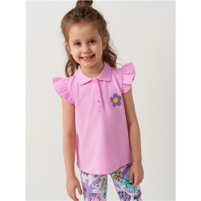 Джемпер трикотажный с воротником поло для девочек